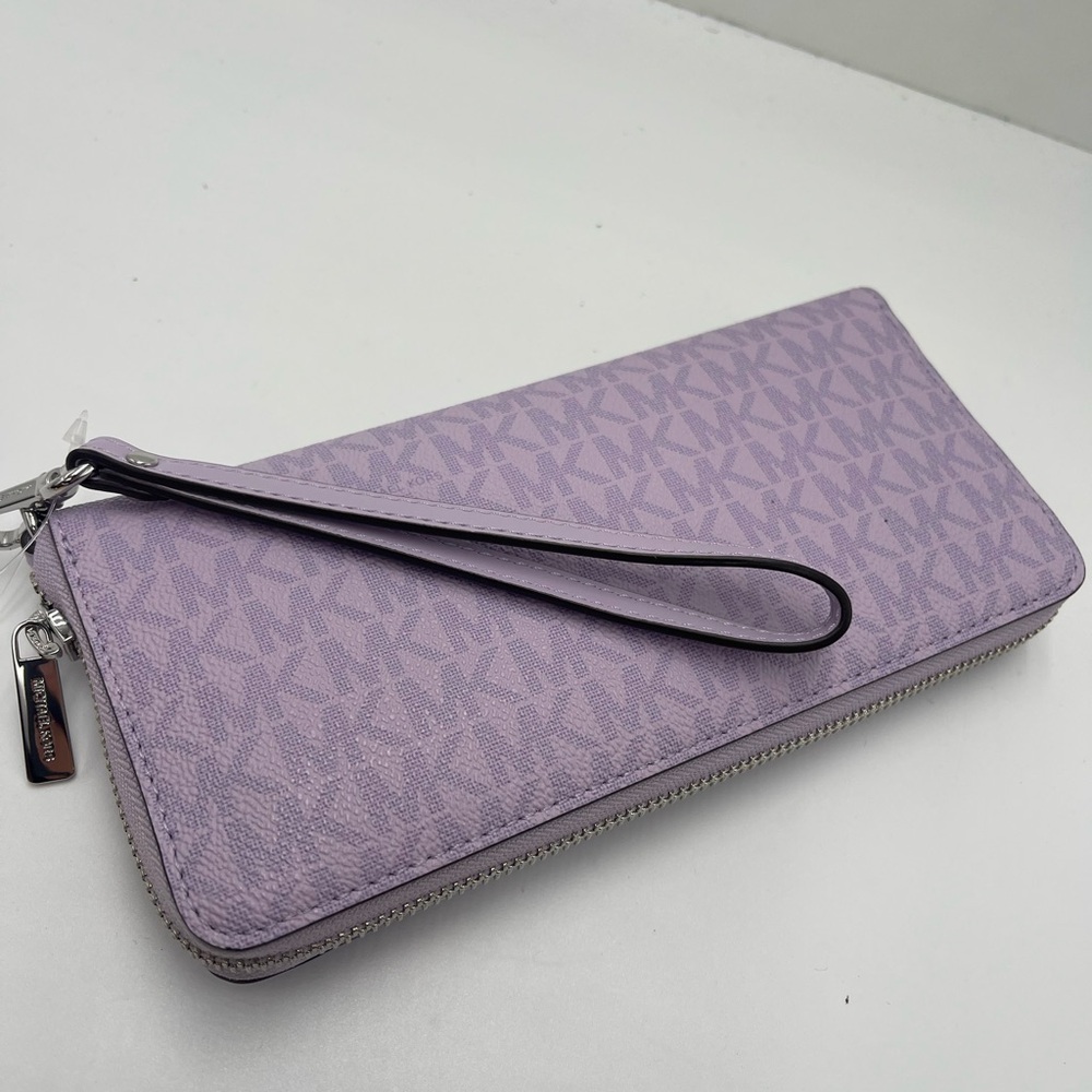 MICHAEL KORS Jet Set Large Signature Logo Continental Wallet Wristlet Phone NWT - Picture 15 of 16